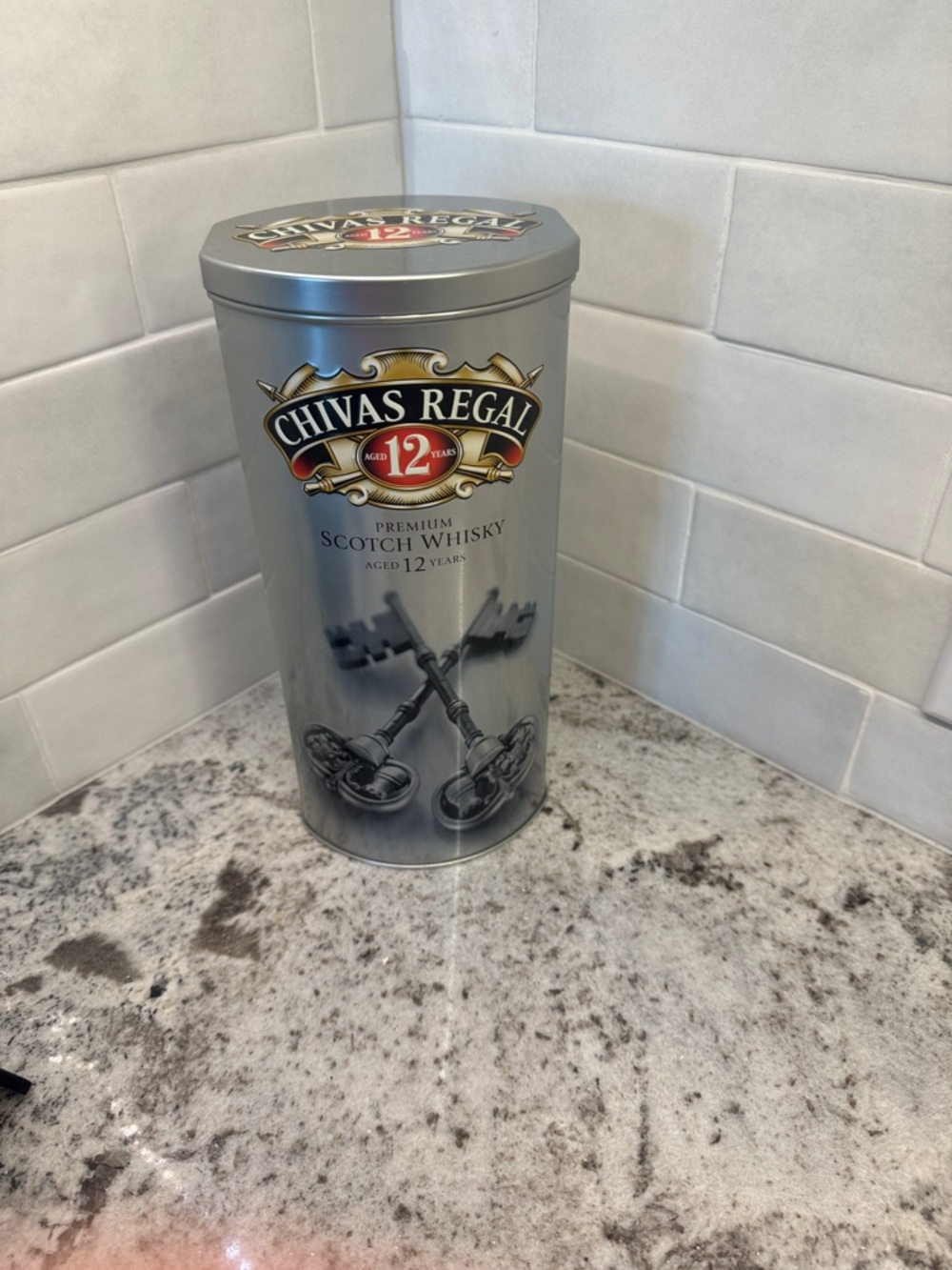 Vintage Chivas Regal 12 Year Tin Canister - Silver